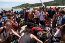 As you get off the ferry across islands, this is what you are greeted with as you try to find your bag.